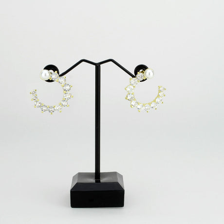 Flash Gold Brass Earring with AAA Grade CZ in Clear