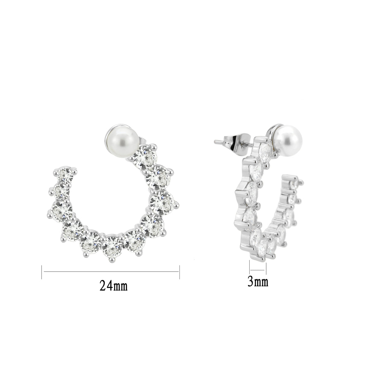 Imitation Rhodium Brass Earring with AAA Grade CZ in Clear