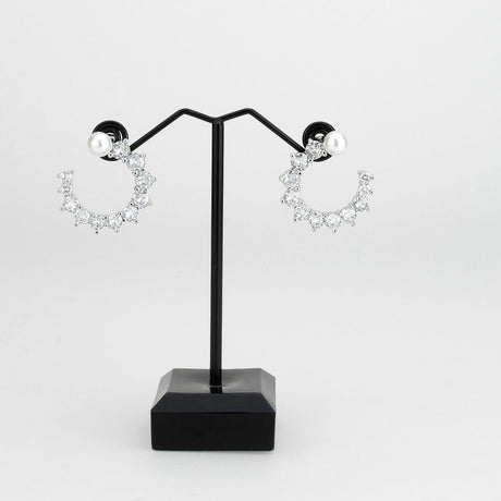 Imitation Rhodium Brass Earring with AAA Grade CZ in Clear