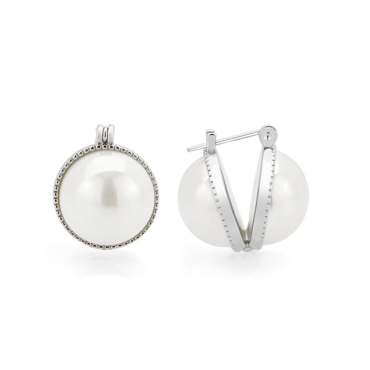 Imitation Rhodium Brass Earring with Synthetic in White