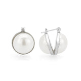 Imitation Rhodium Brass Earring with Synthetic in White