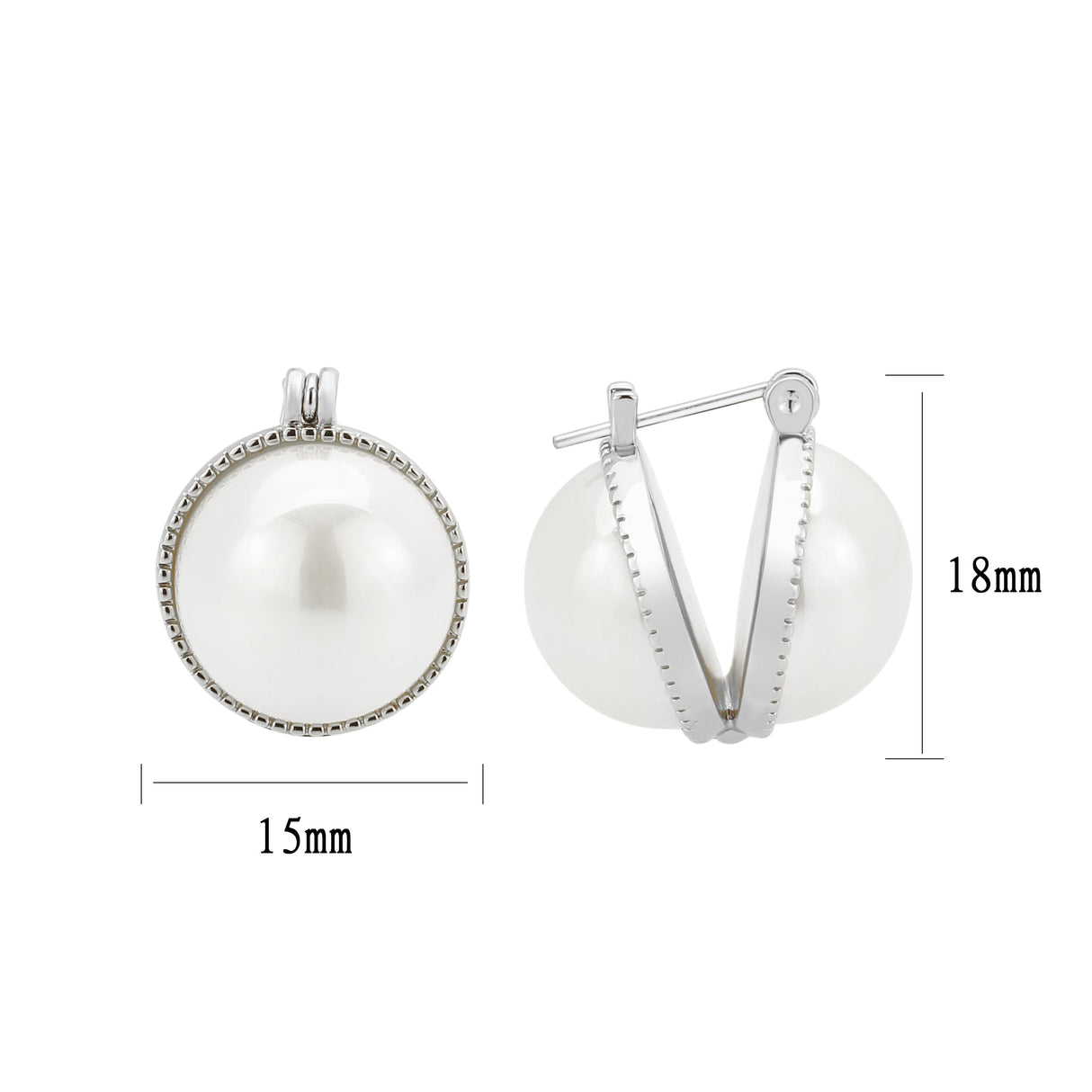 Imitation Rhodium Brass Earring with Synthetic in White
