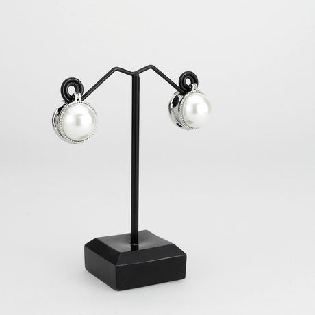 Imitation Rhodium Brass Earring with Synthetic in White