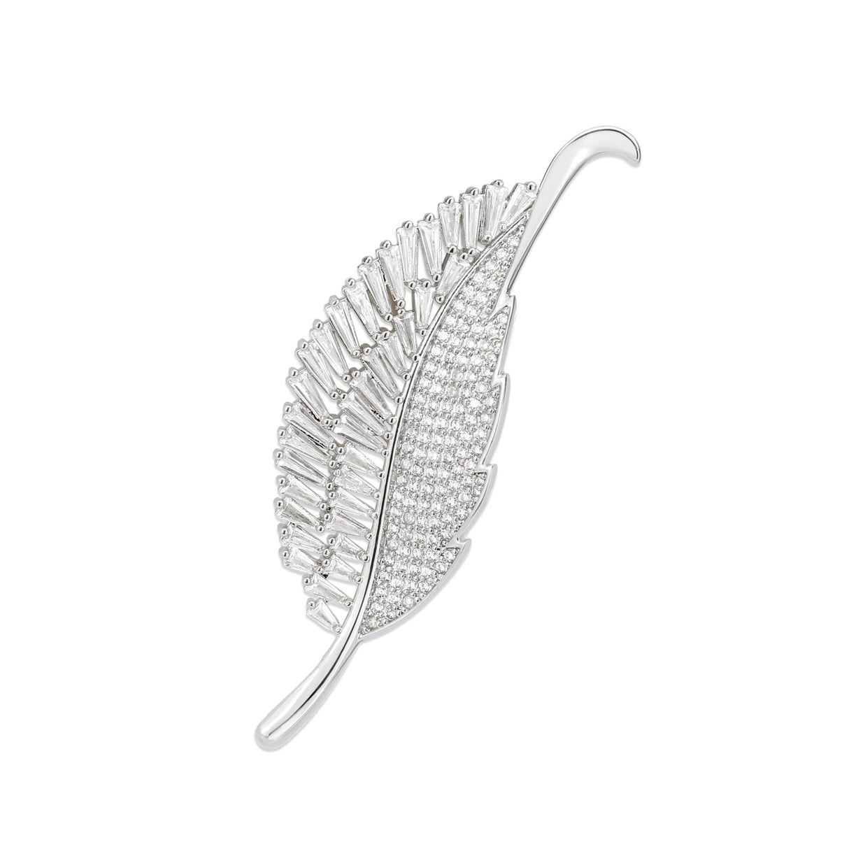 Imitation Rhodium Brass Brooches with AAA Grade CZ in Clear