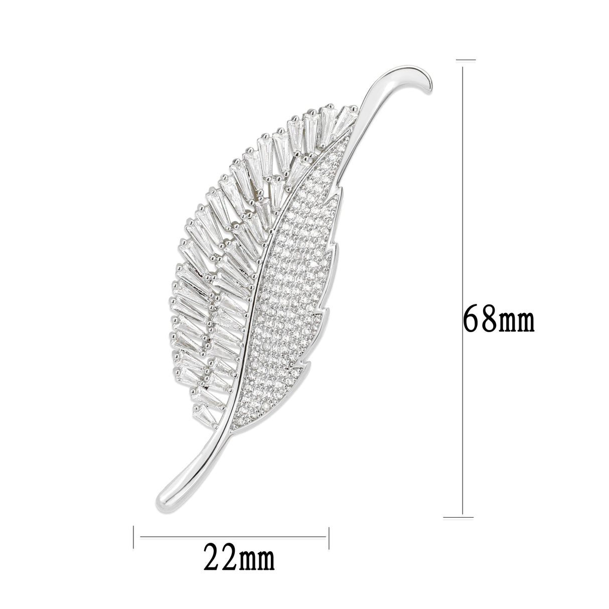 Imitation Rhodium Brass Brooches with AAA Grade CZ in Clear