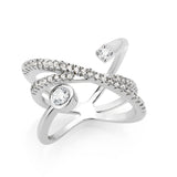 Imitation Rhodium Brass Ring with AAA Grade CZ in Clear