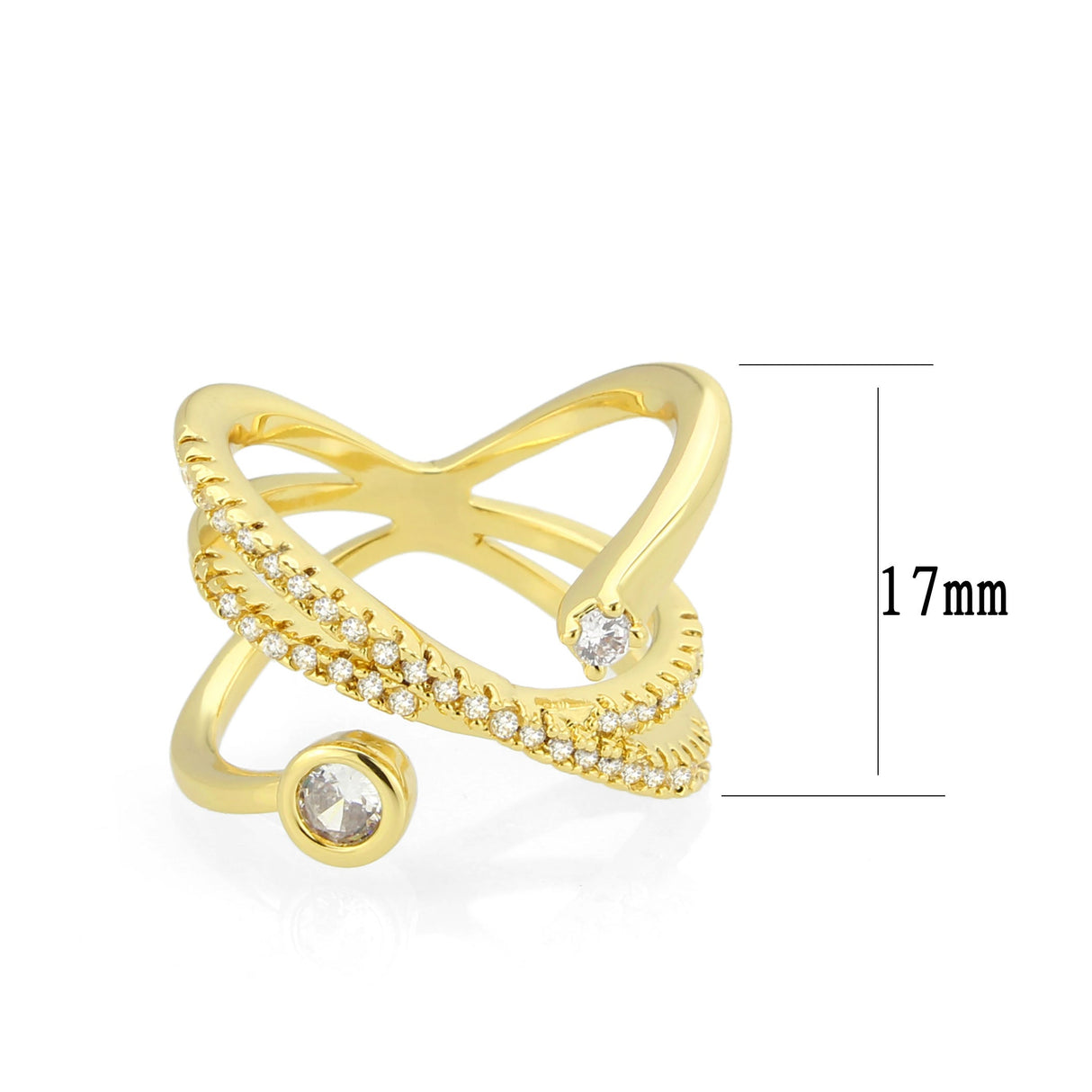 Flash Gold Brass Ring with AAA Grade CZ in Clear