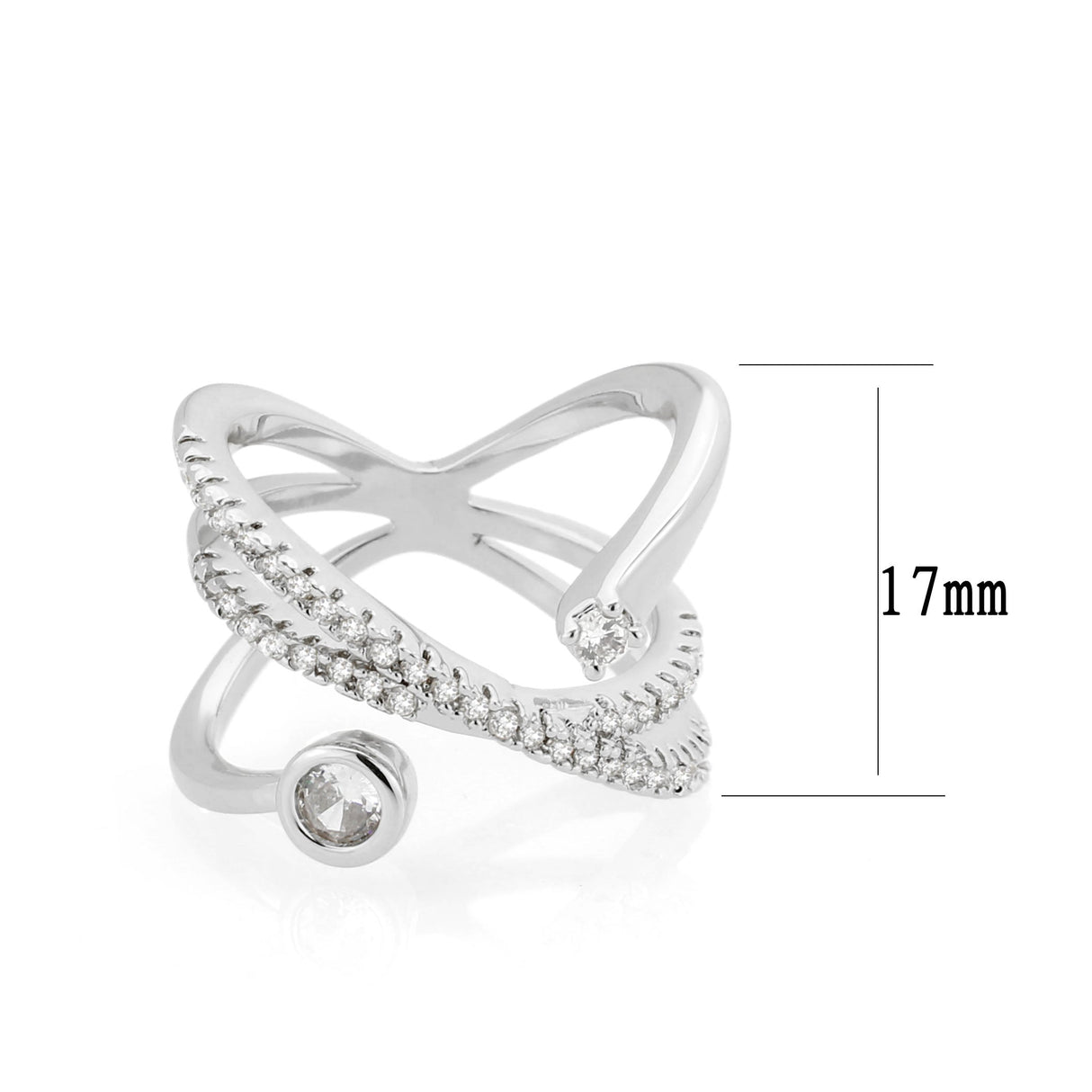 Imitation Rhodium Brass Ring with AAA Grade CZ in Clear