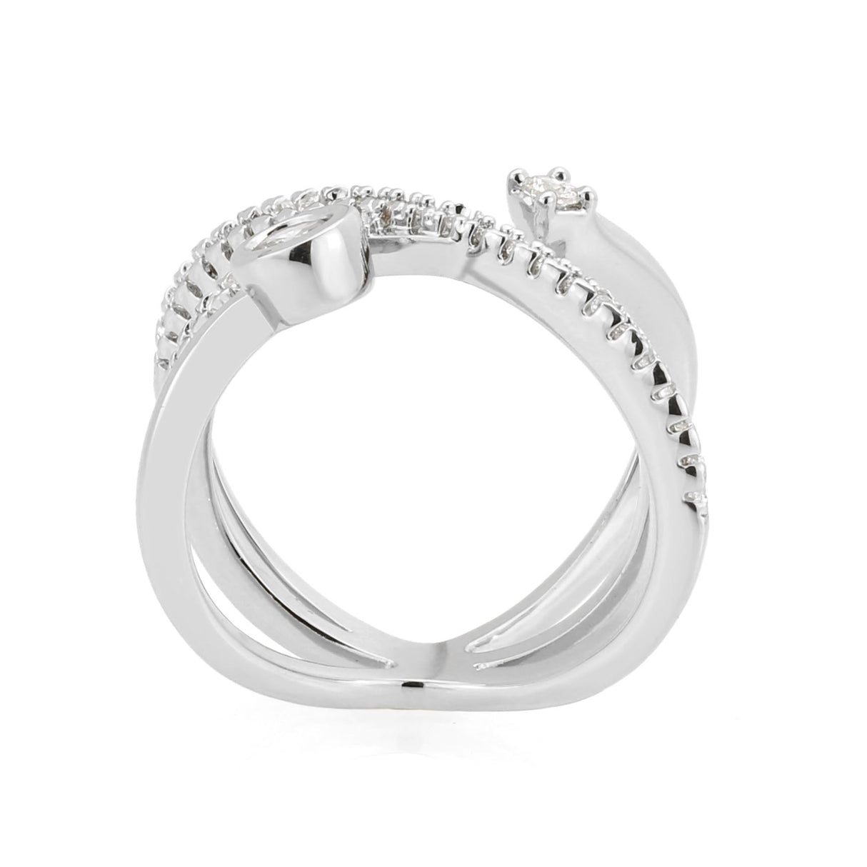 Imitation Rhodium Brass Ring with AAA Grade CZ in Clear