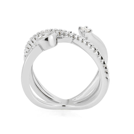 Imitation Rhodium Brass Ring with AAA Grade CZ in Clear