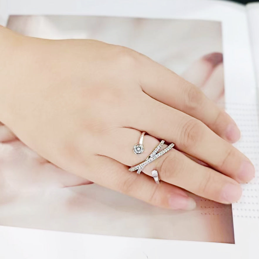 Imitation Rhodium Brass Ring with AAA Grade CZ in Clear