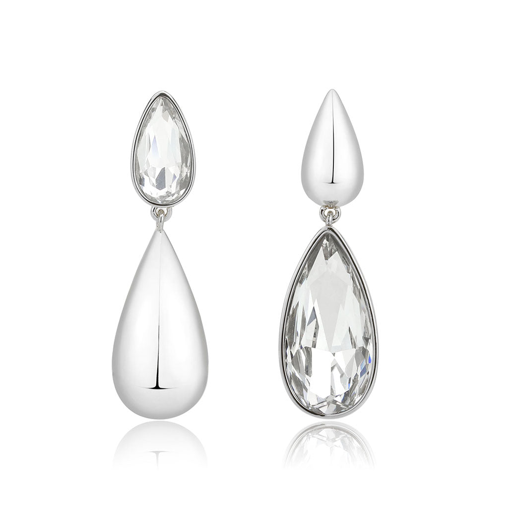 Imitation Rhodium Brass Earring with Top Grade Crystal in Clear