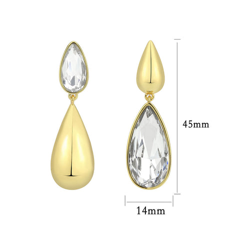 Flash Gold Brass Earring with Top Grade Crystal in Clear