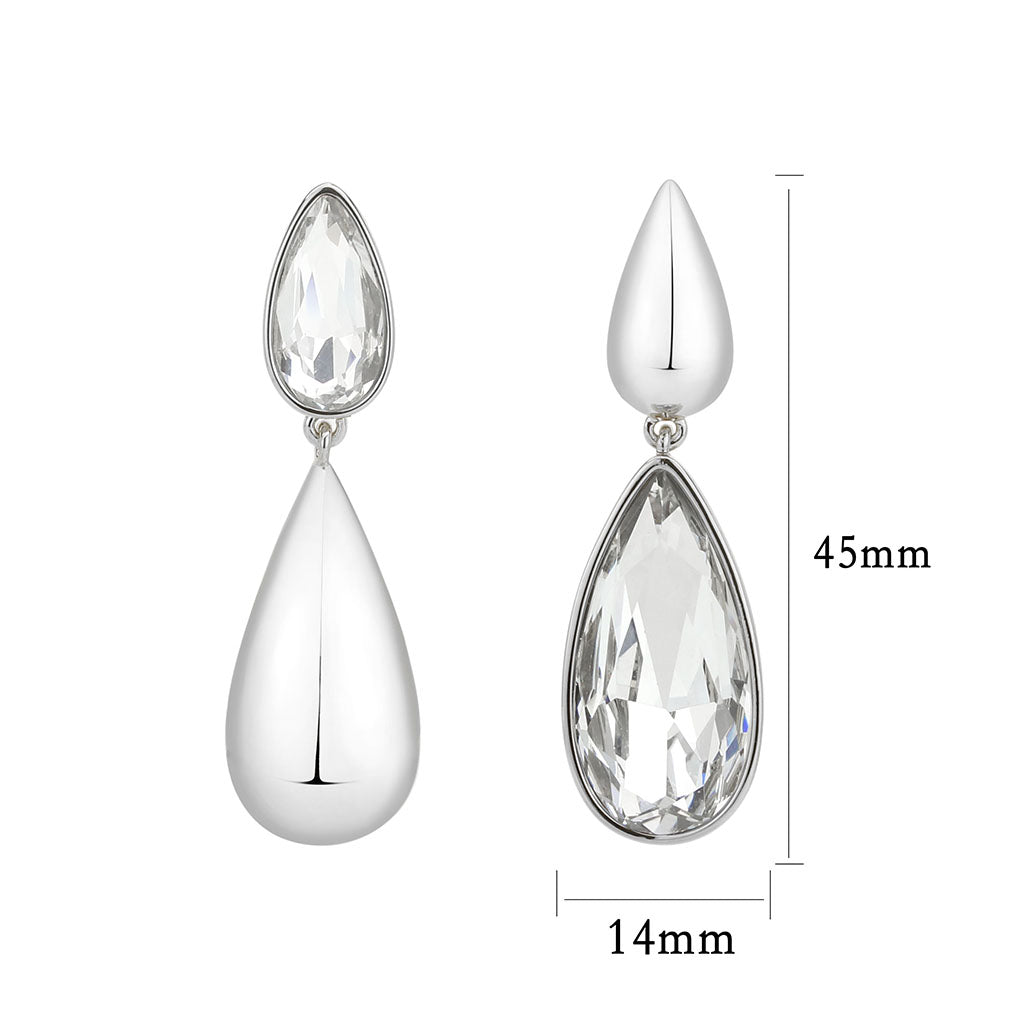 Imitation Rhodium Brass Earring with Top Grade Crystal in Clear