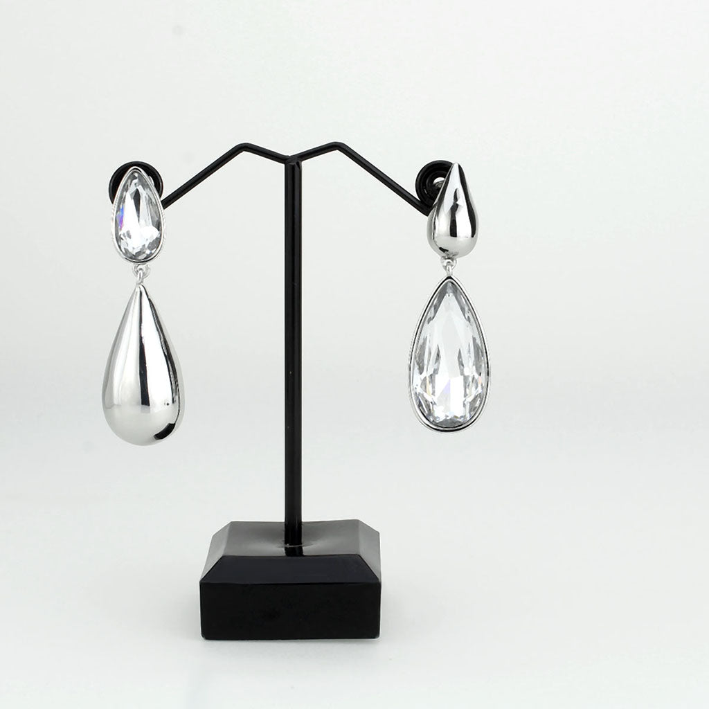Imitation Rhodium Brass Earring with Top Grade Crystal in Clear