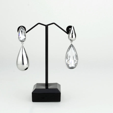 Imitation Rhodium Brass Earring with Top Grade Crystal in Clear