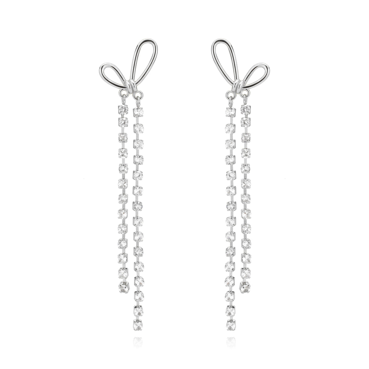 Imitation Rhodium Brass Earring with Top Grade Crystal in Clear