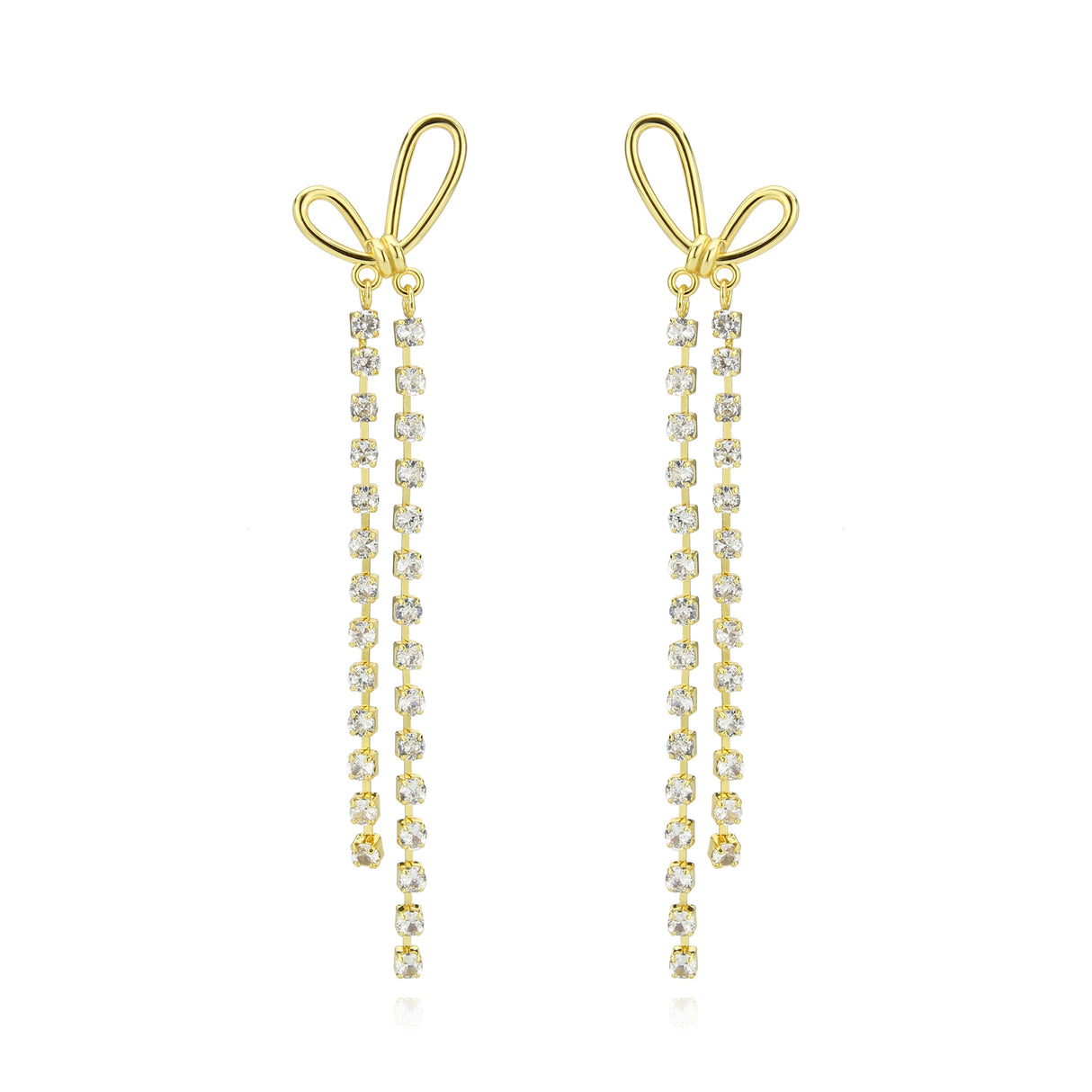 Flash Gold Brass Earring with Top Grade Crystal in Clear