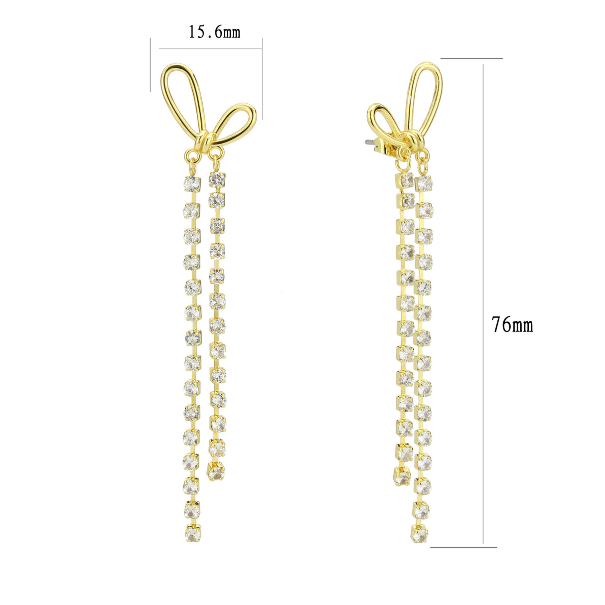 Flash Gold Brass Earring with Top Grade Crystal in Clear