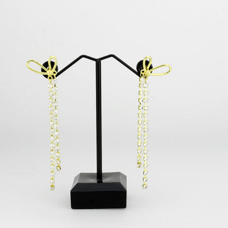 Flash Gold Brass Earring with Top Grade Crystal in Clear