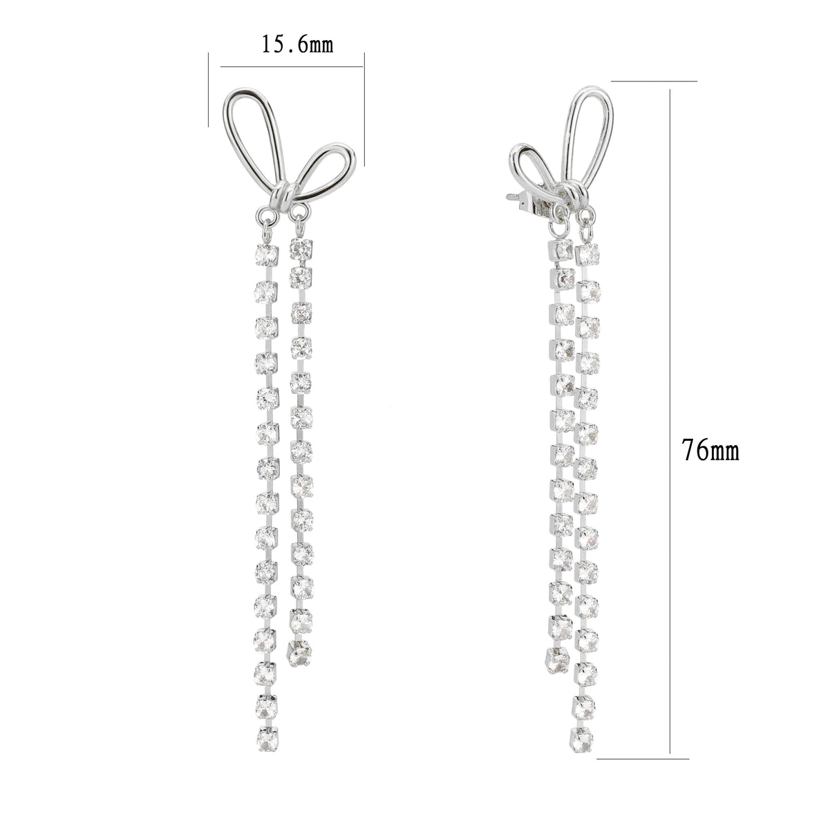 Imitation Rhodium Brass Earring with Top Grade Crystal in Clear