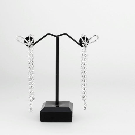 Imitation Rhodium Brass Earring with Top Grade Crystal in Clear