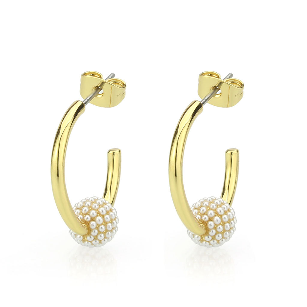 Flash Gold Brass Earring with Synthetic in White