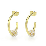 Flash Gold Brass Earring with Synthetic in White