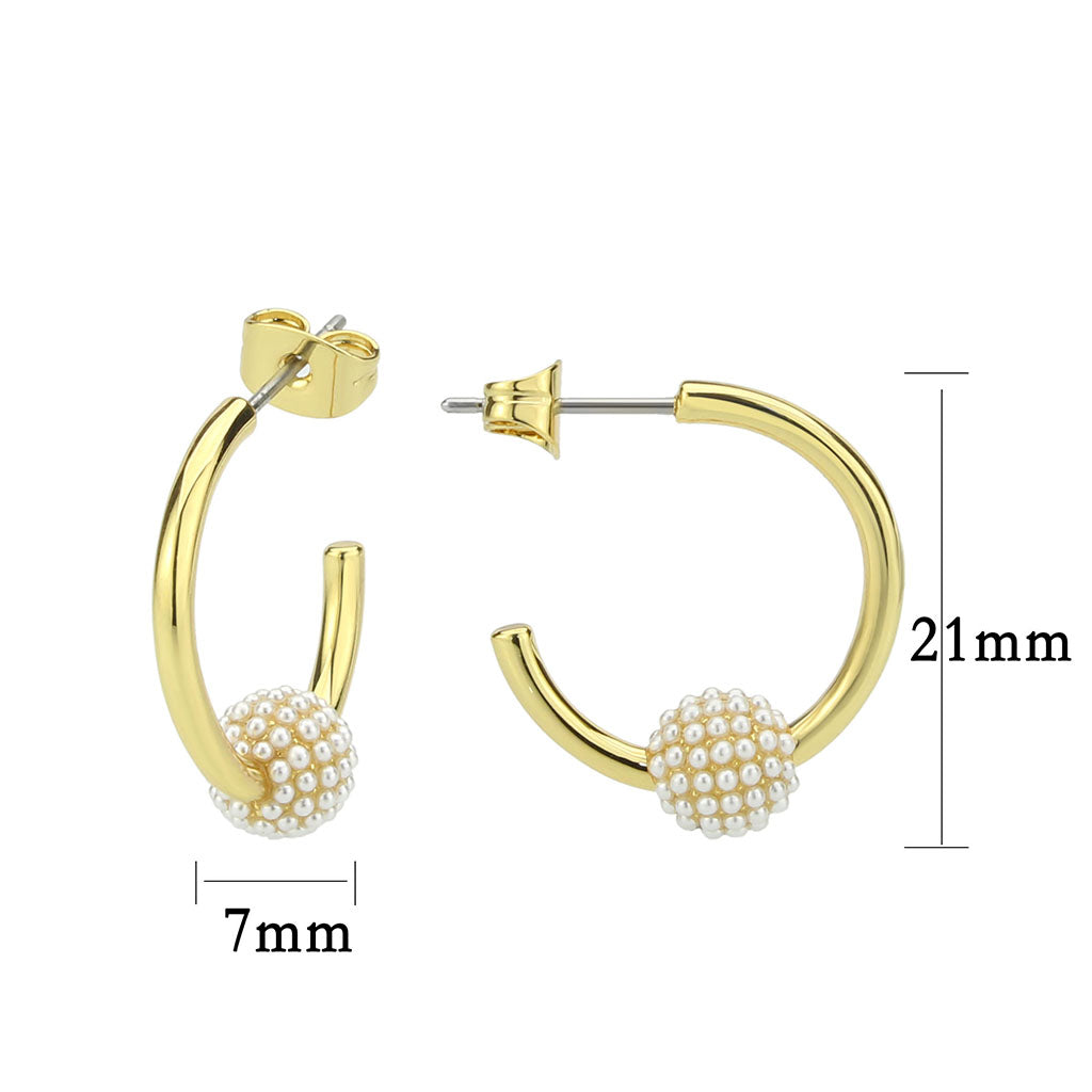 Flash Gold Brass Earring with Synthetic in White