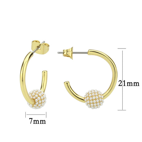 Flash Gold Brass Earring with Synthetic in White