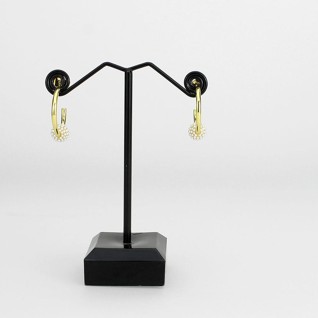 Flash Gold Brass Earring with Synthetic in White