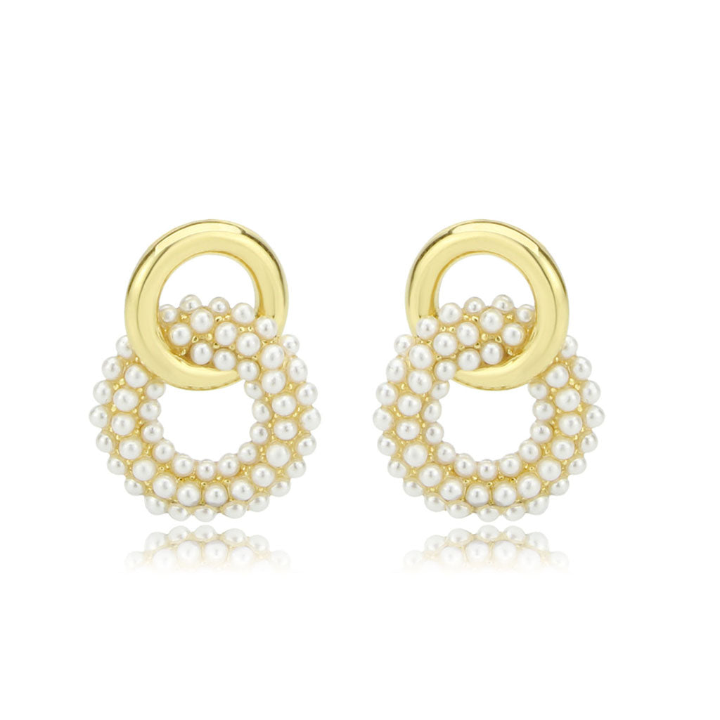 Flash Gold Brass Earring with Synthetic in White