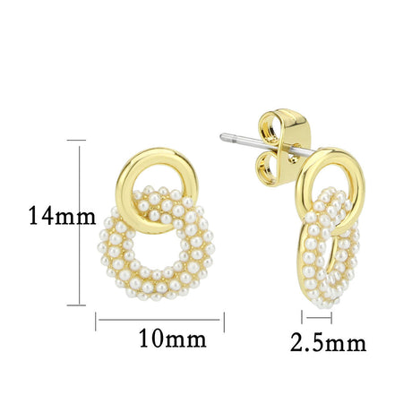 Flash Gold Brass Earring with Synthetic in White