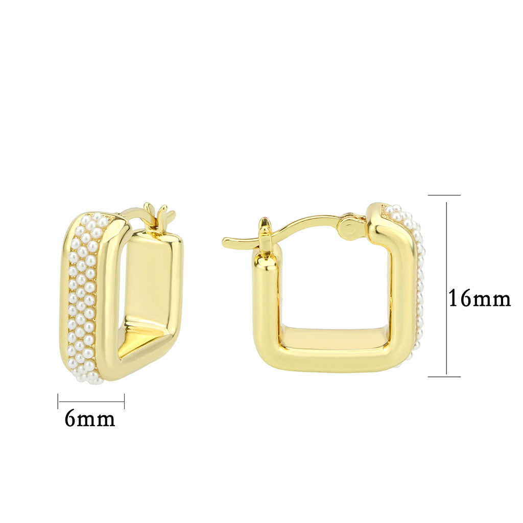 Flash Gold Brass Earring with Synthetic in White