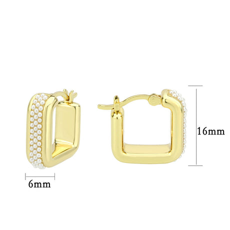 Flash Gold Brass Earring with Synthetic in White