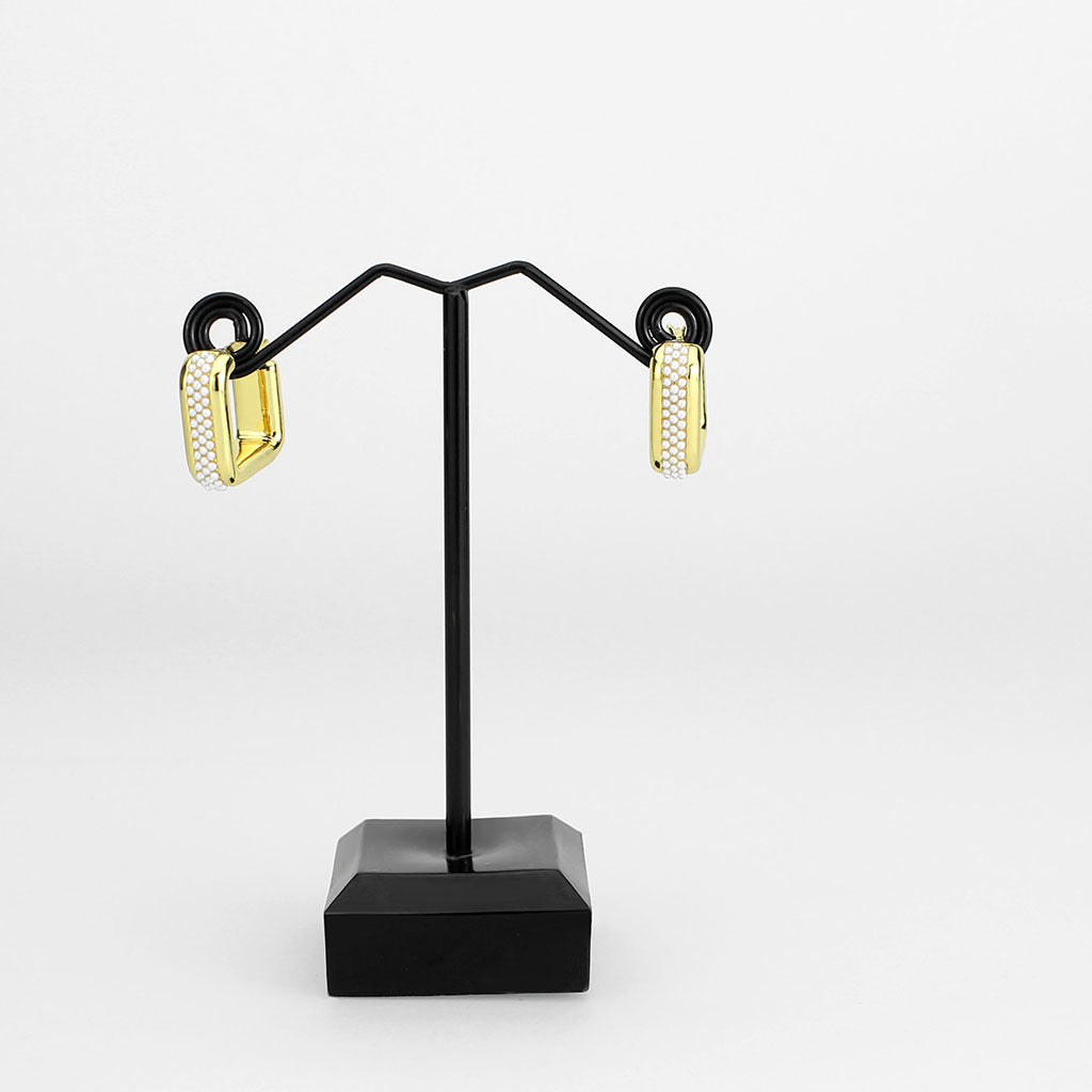 Flash Gold Brass Earring with Synthetic in White