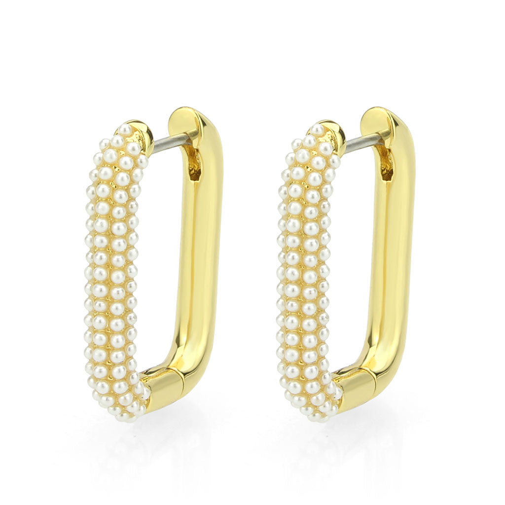 Flash Gold Brass Earring with Synthetic in White