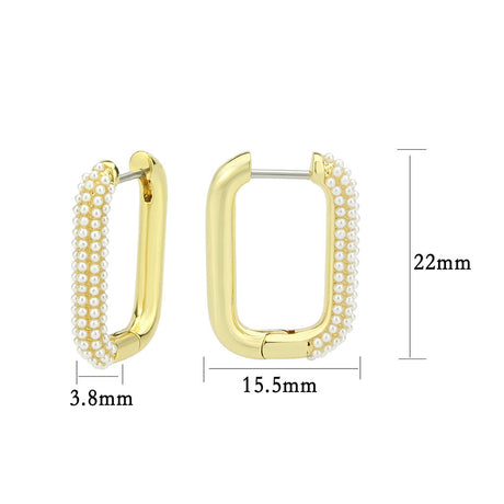 Flash Gold Brass Earring with Synthetic in White