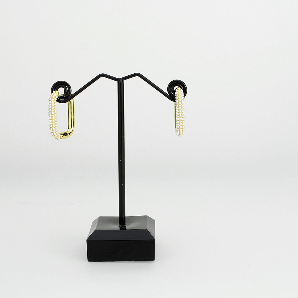 Flash Gold Brass Earring with Synthetic in White