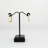 Flash Gold Brass Earring with Synthetic in White