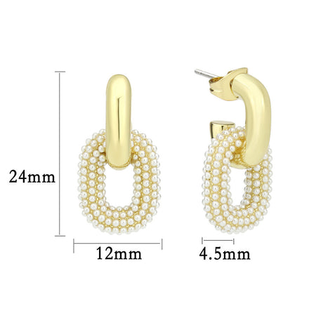 Flash Gold Brass Earring with Synthetic in White