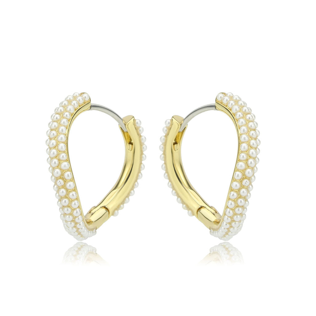 Flash Gold Brass Earring with Synthetic in White