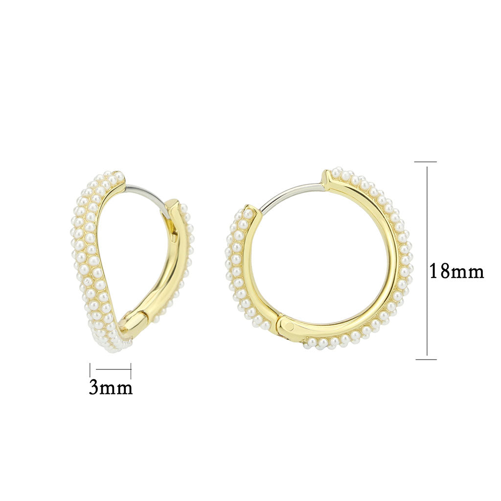 Flash Gold Brass Earring with Synthetic in White