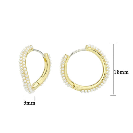Flash Gold Brass Earring with Synthetic in White