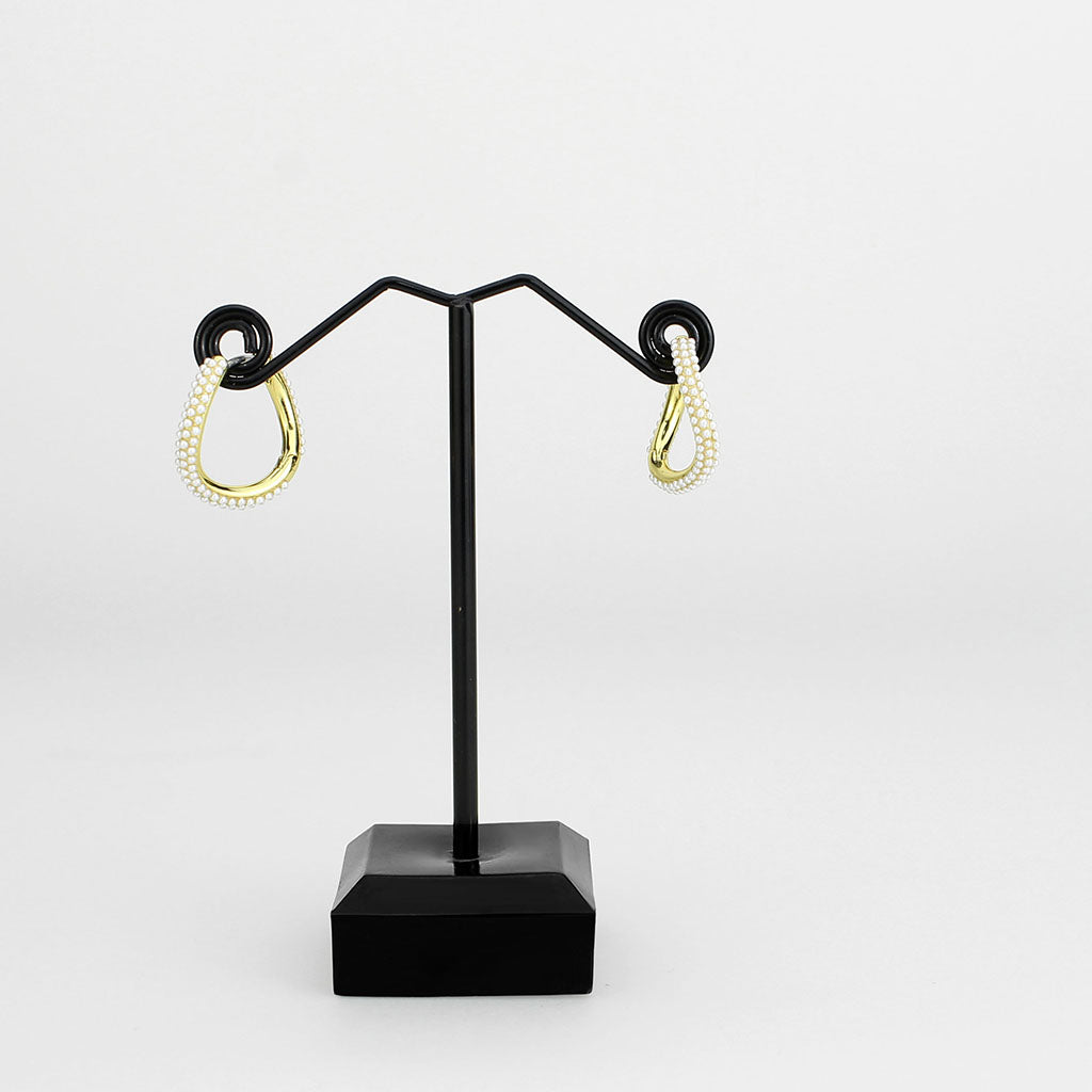 Flash Gold Brass Earring with Synthetic in White