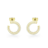 Flash Gold Brass Earring with Synthetic in White