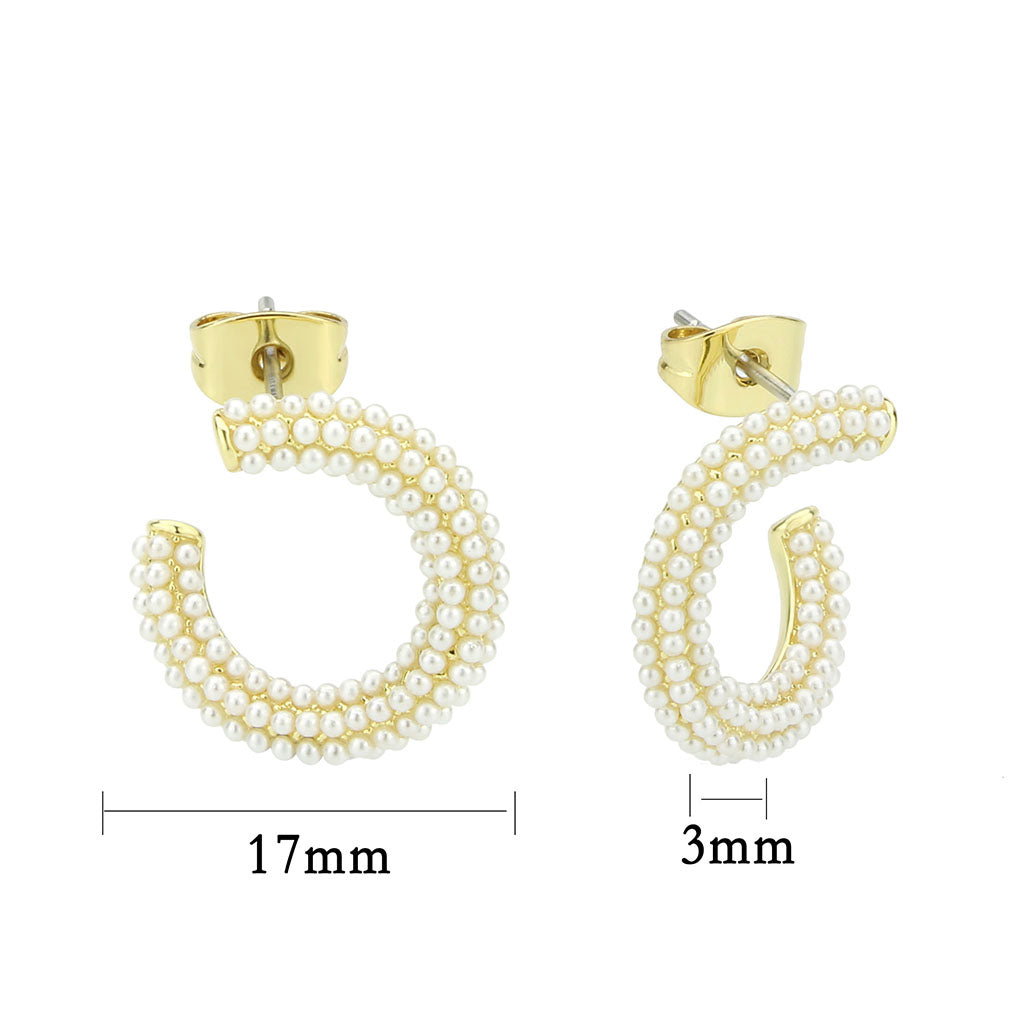 Flash Gold Brass Earring with Synthetic in White