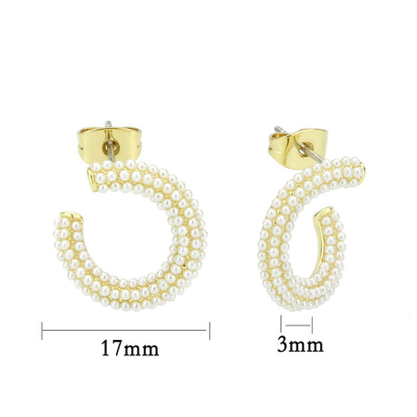 Flash Gold Brass Earring with Synthetic in White