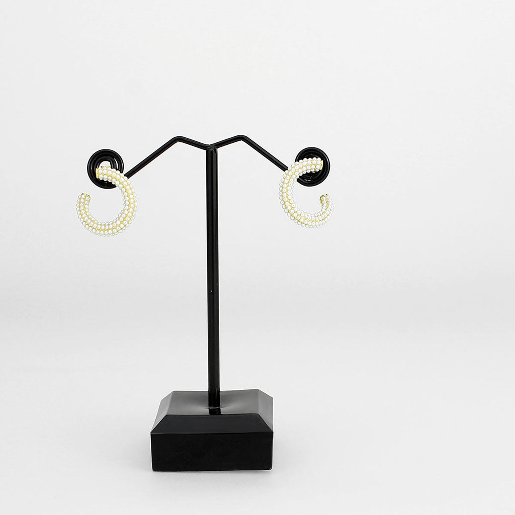 Flash Gold Brass Earring with Synthetic in White