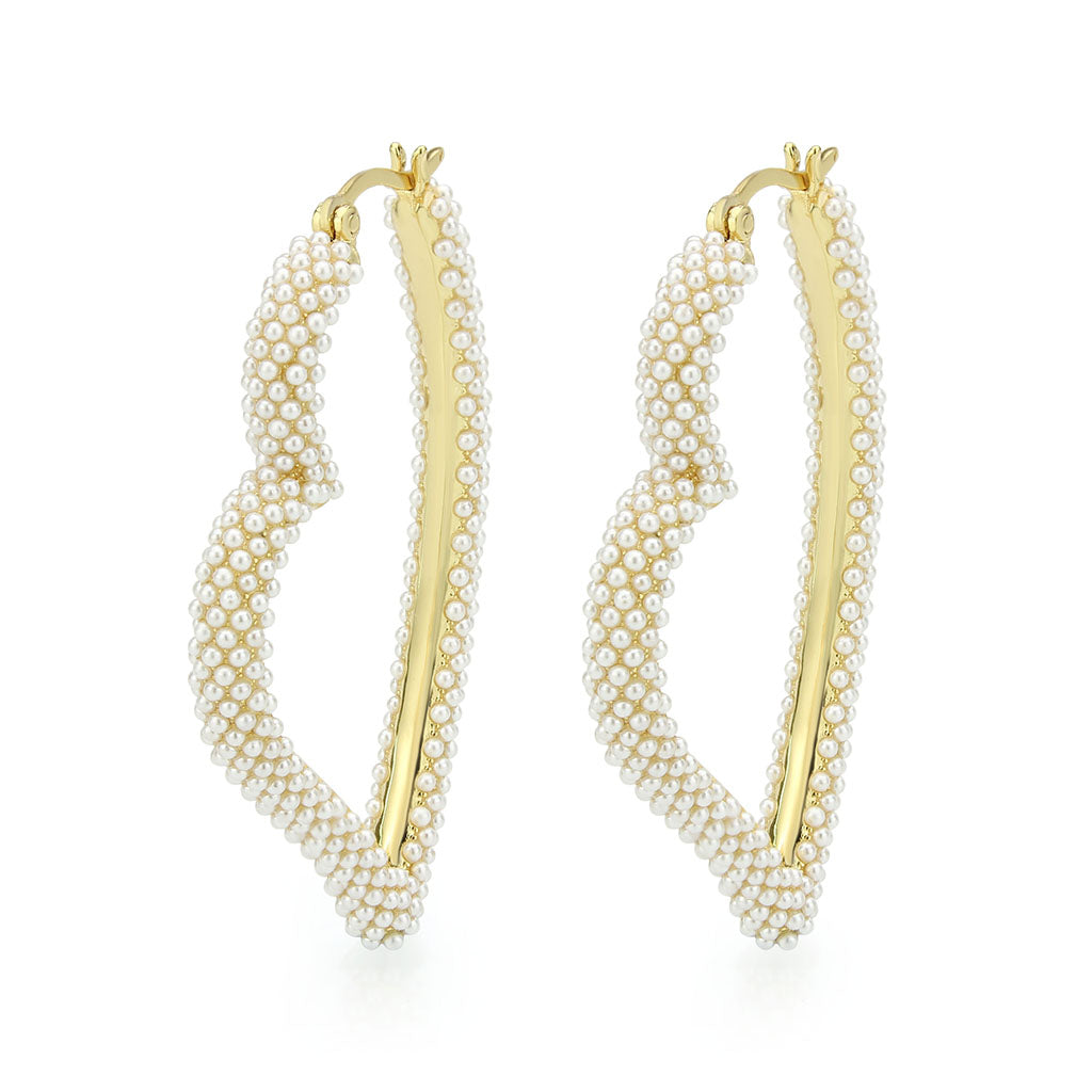 Flash Gold Brass Earring with Synthetic in White
